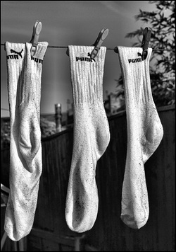 Socks hanging to dry
